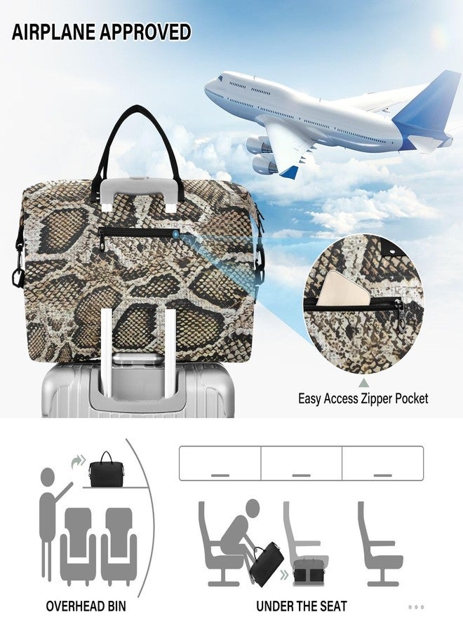 Aflyko Animal Print Travel Duffel Bag Snakeskin Dark Brown Sport Tote Gym Bag Weekender Overnight Bag for Men Women Flight Approved Carry On Bag Fitness Dance Go-To Bag Daily Bag - Image 5